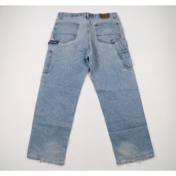 Vintage 90s Nautica Mens 36x32 Distressed Spell Out Wide Leg Baggy Denim Jeans - Picture 7 of 10